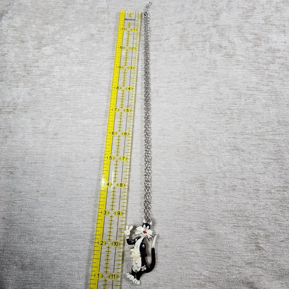 Vintage Looney Tunes Villian Sylvester The Cat Tweety Bird Pendant Necklace 20